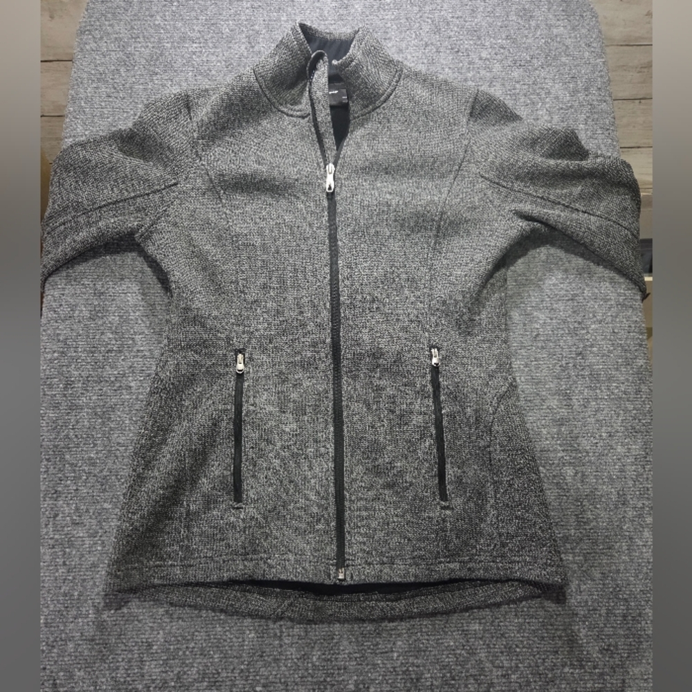 Spyder Women’s Full Zip Fleece Jacket Medium Gray Textured Sweater Knit M
